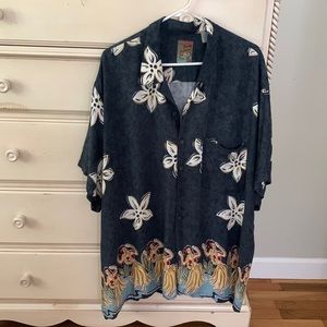 Pineapple Connection Hawaiian Shirt Hula Girls Mens 3XB Short Sleeve Floral